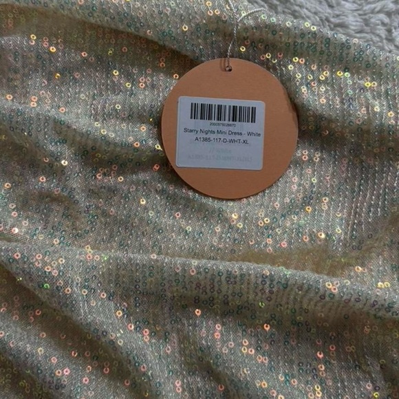 Sage + Page Starry Nights Mini Dress XL NWT Sequin One Shoulder White - Picture 6 of 7